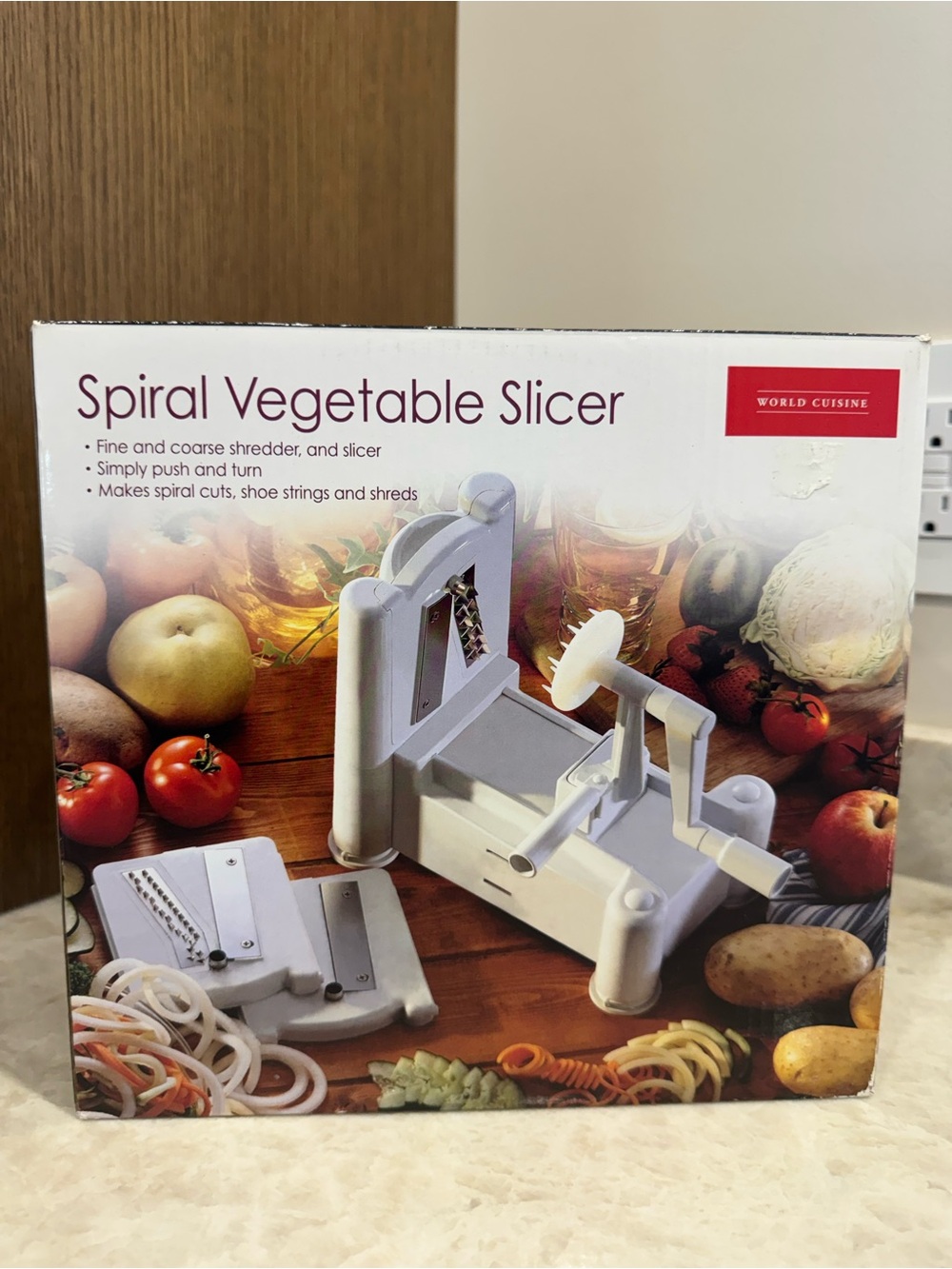 world cuisine White Spiral Vegetable Slicer - Push & Turn Food Prep Tool